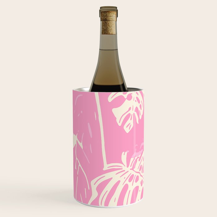 Pink Monstera Boho Tropical Wine Chiller Gallery Image 3