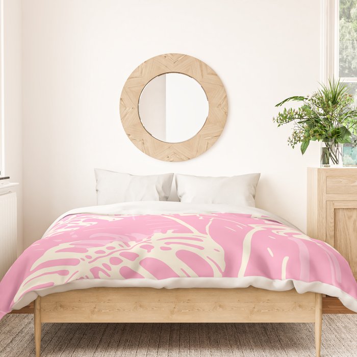 Pink Monstera Boho Tropical Duvet Cover Gallery Image 3