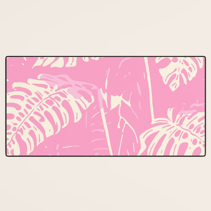 Pink Monstera Boho Tropical Desk Mat Gallery Image 3