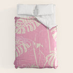 Pink Monstera Boho Tropical Comforter Gallery Image 6