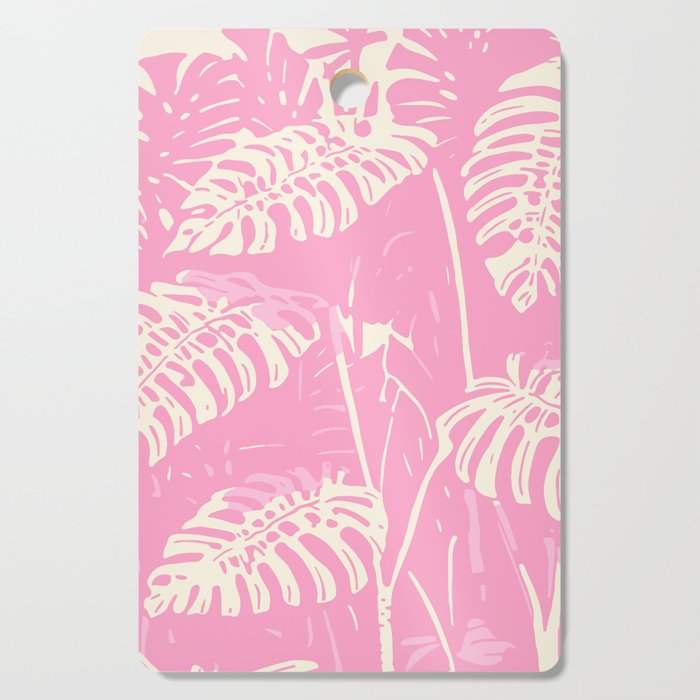 Pink Monstera Boho Tropical Cutting Board Gallery Image 1