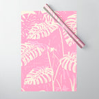 Pink Monstera Boho Tropical Wrapping Paper Gallery Image 1