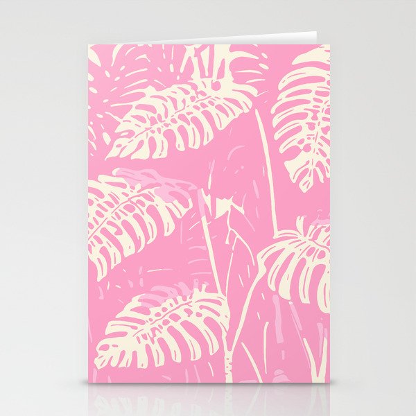 Pink Monstera Boho Tropical Stationery Card Gallery Image 2