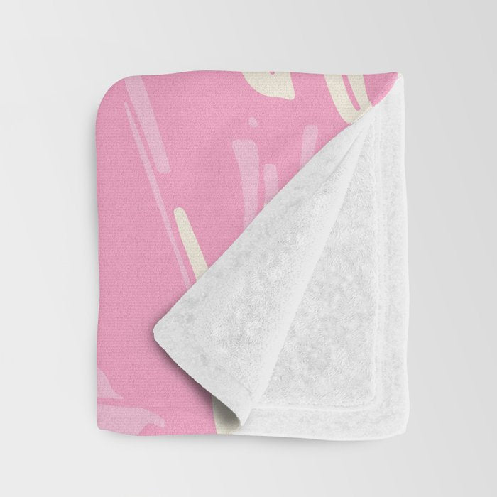 Pink Monstera Boho Tropical Throw Blanket Gallery Image 3