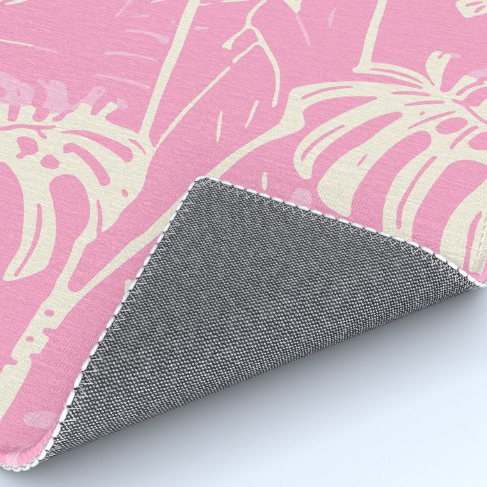 Pink Monstera Boho Tropical Rug Gallery Image 4