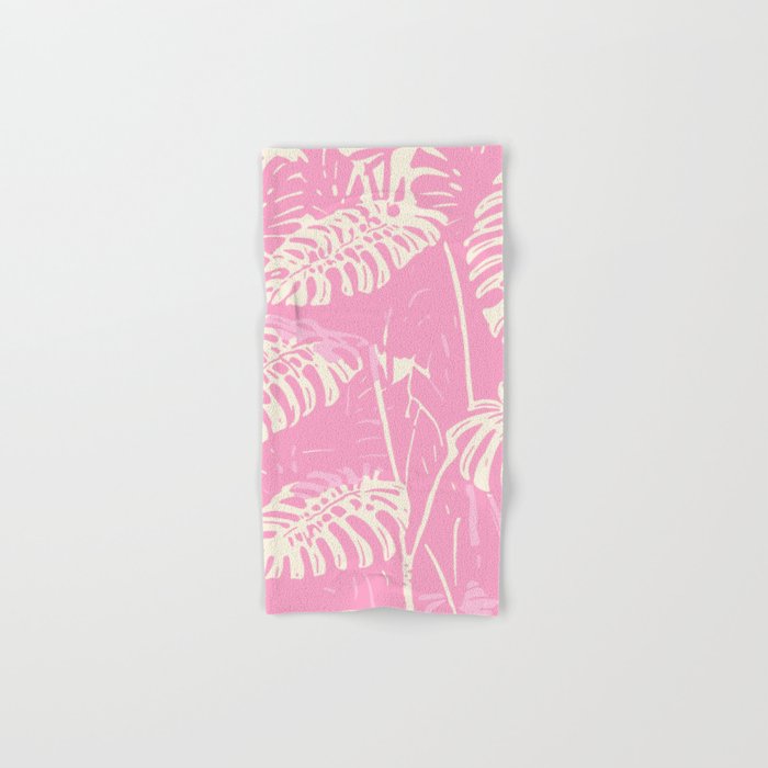 Pink Monstera Boho Tropical Bath Towel Gallery Image 1