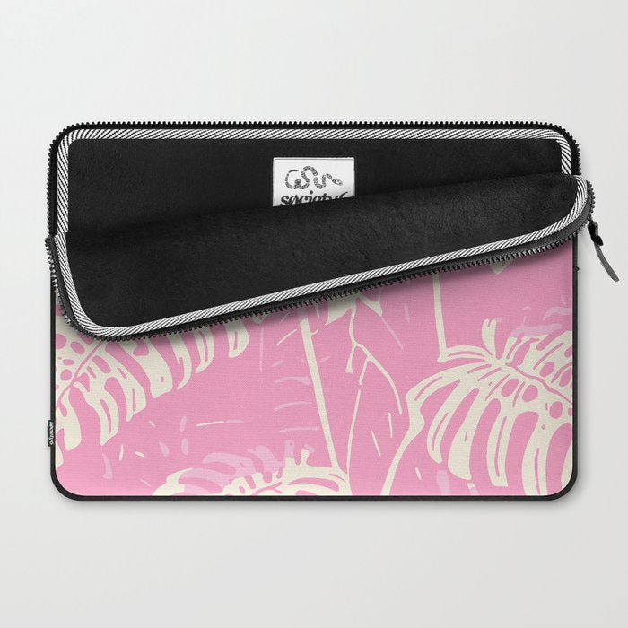 Pink Monstera Boho Tropical Laptop Sleeve Gallery Image 2