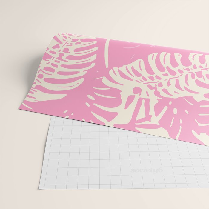 Pink Monstera Boho Tropical Wrapping Paper Gallery Image 2