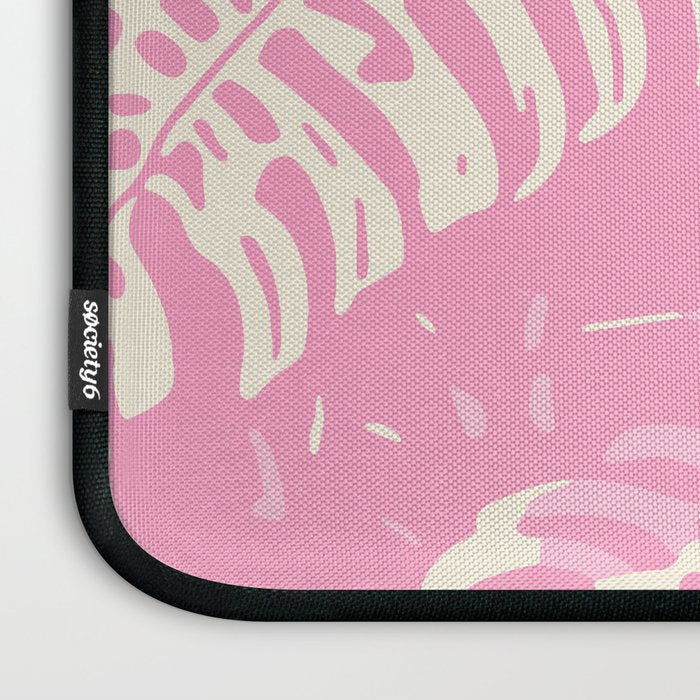 Pink Monstera Boho Tropical Laptop Sleeve Gallery Image 3