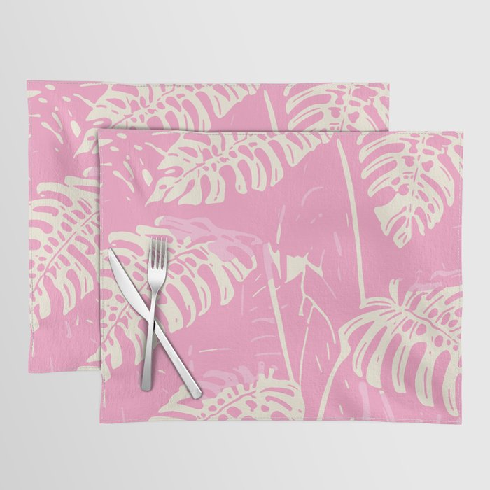 Pink Monstera Boho Tropical Placemat Gallery Image 1
