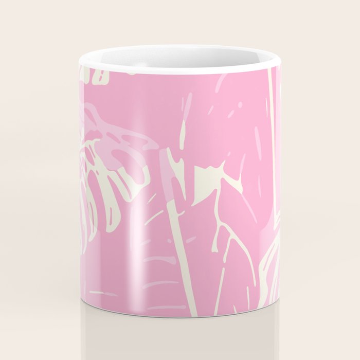 Pink Monstera Boho Tropical Coffee Mug Gallery Image 4