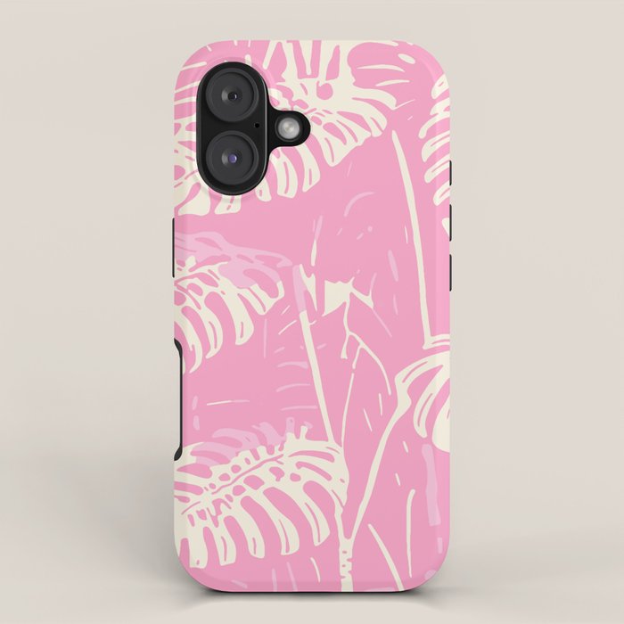 Pink Monstera Boho Tropical iPhone Case Gallery Image 1