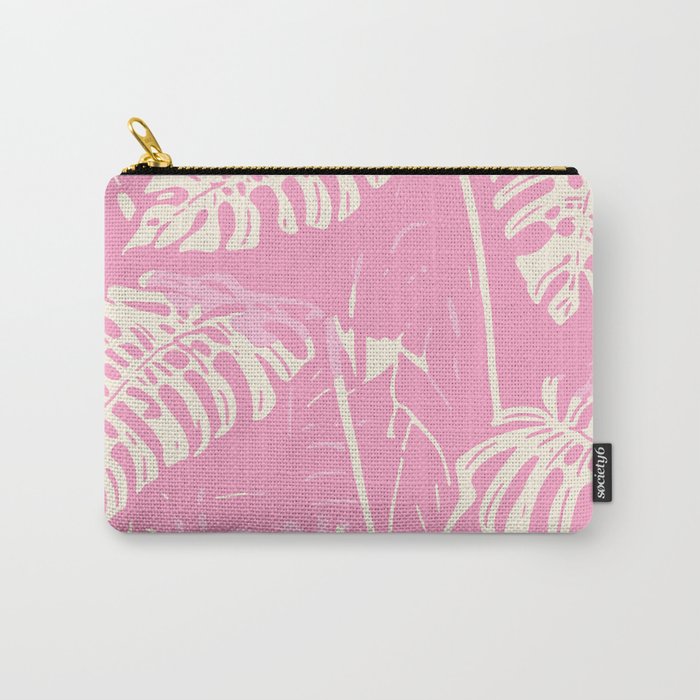 Pink Monstera Boho Tropical Carry All Pouch Gallery Image 1