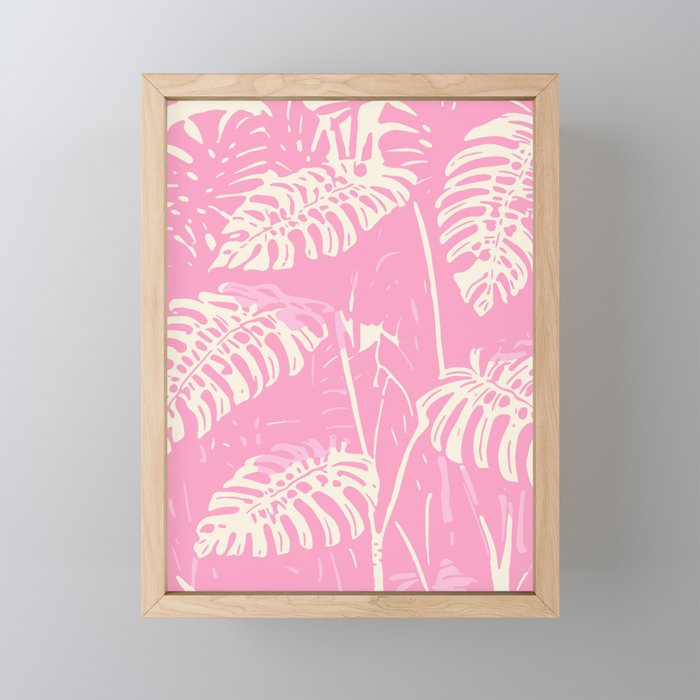 Pink Monstera Boho Tropical Mini Art Print Gallery Image 1