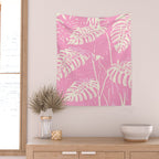 Pink Monstera Boho Tropical Wall Tapestry Gallery Image 2