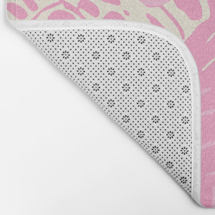 Pink Monstera Boho Tropical Bath Mat Gallery Image 2