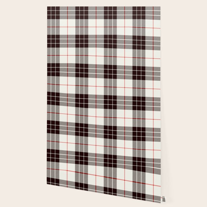 White Tartan with Black and Red Stripes Wallpaper Gallery Image 2