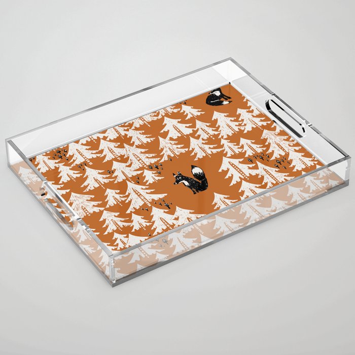Black Forest fox terracotta Acrylic Tray Gallery Image 1