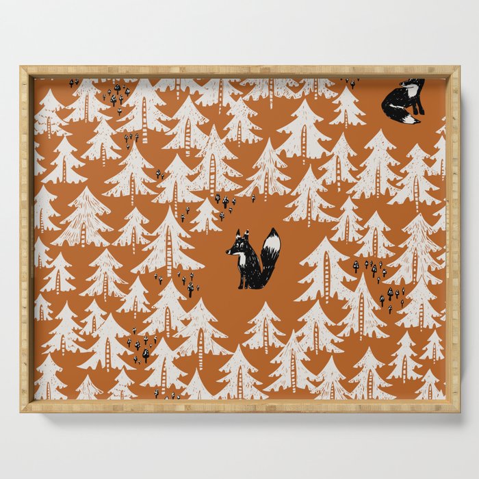 Black Forest fox terracotta Serving Tray Gallery Image 1