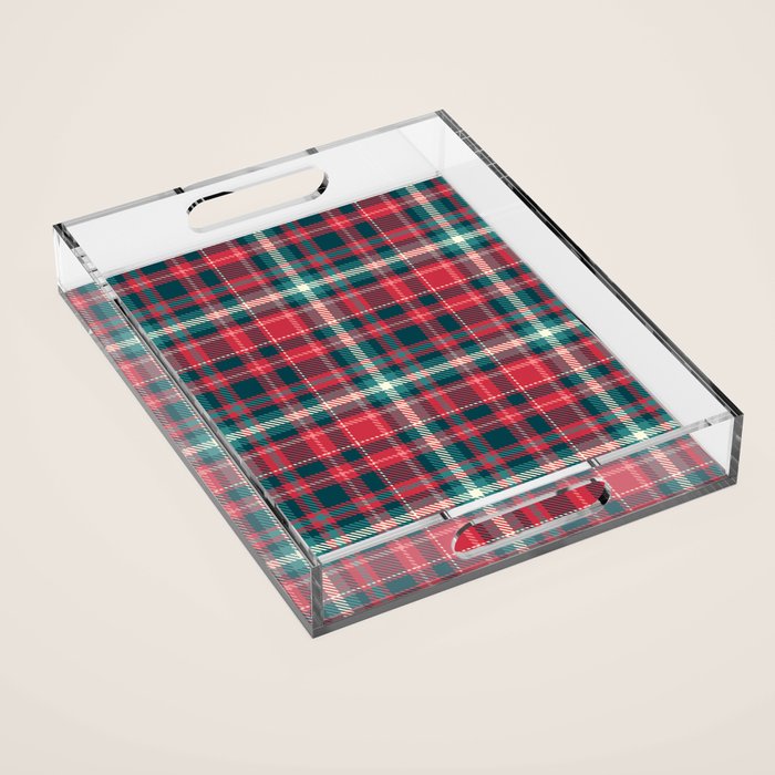 Classic Christmas Plaid Acrylic Tray Gallery Image 1