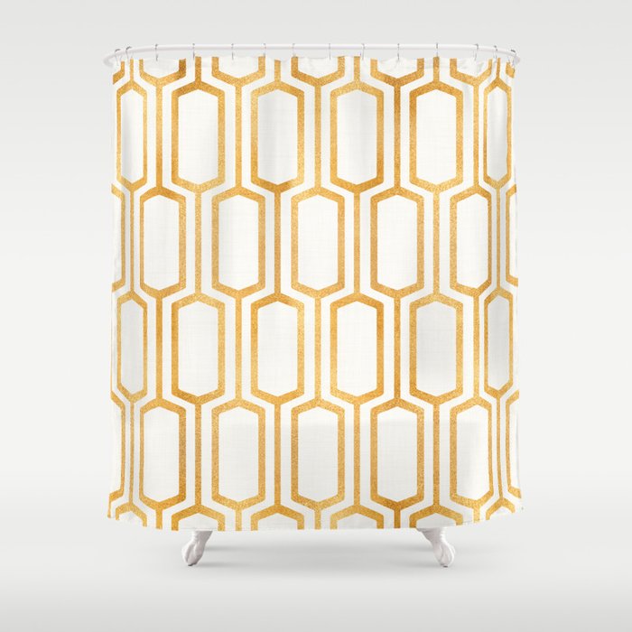 Gold Abstract Pattern Shower Curtain Gallery Image 1