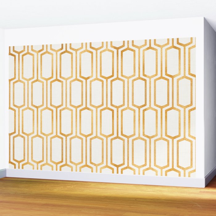 Gold Abstract Pattern Wall Mural Gallery Image 2