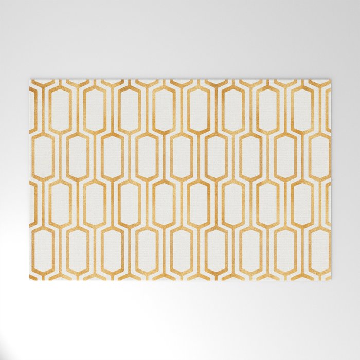 Gold Abstract Pattern Welcome Mat Gallery Image 1