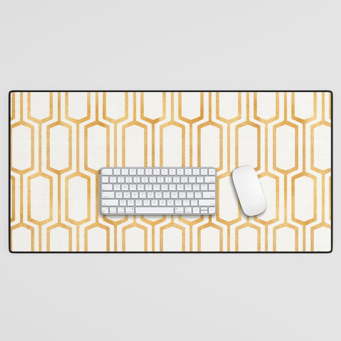 Gold Abstract Pattern Desk Mat Gallery Image 1