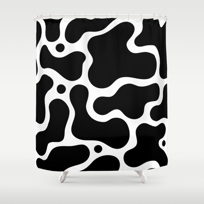 Abstract black and white organic shape pattern Shower Curtain Gallery Image 1