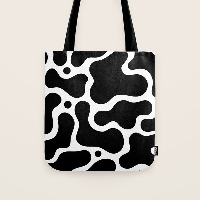 Abstract black and white organic shape pattern Tote Bag Gallery Image 1
