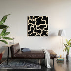 Abstract black and white organic shape pattern Wood Wall Art Gallery Image 2