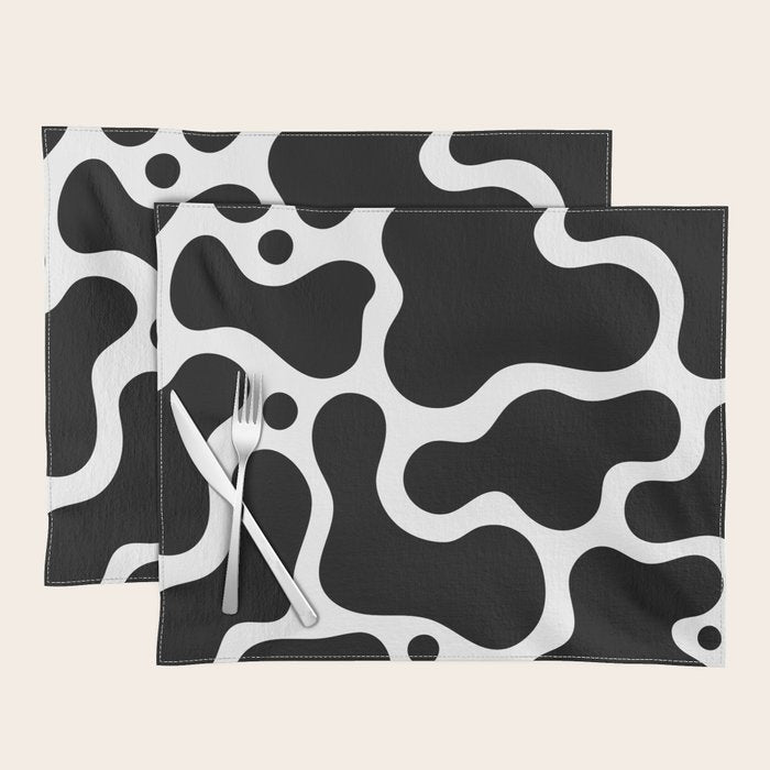 Abstract black and white organic shape pattern Placemat Gallery Image 1