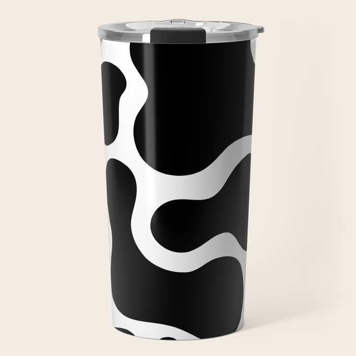 Abstract black and white organic shape pattern Travel Mug Gallery Image 1