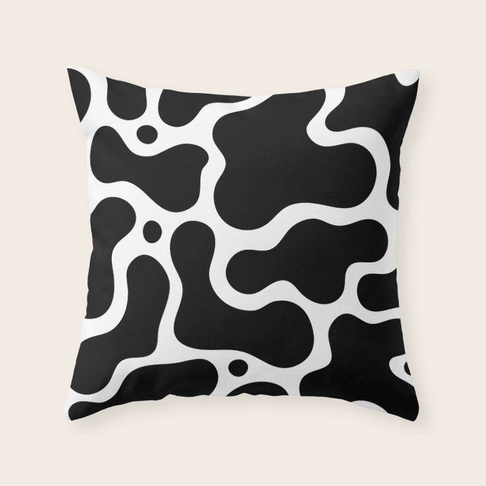 Abstract black and white organic shape pattern Throw Pillow Gallery Image 6
