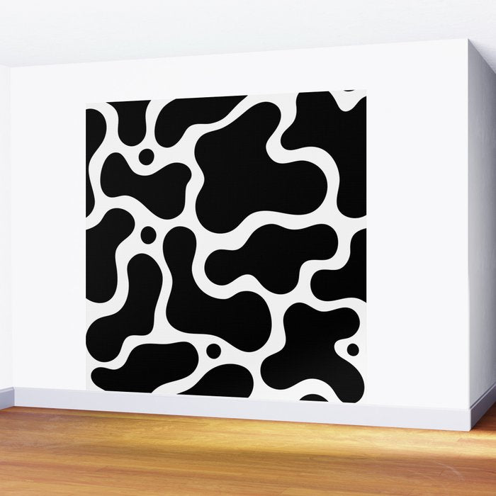 Abstract black and white organic shape pattern Wall Mural Gallery Image 2