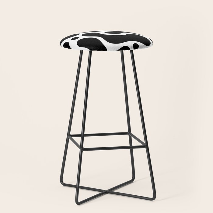 Abstract black and white organic shape pattern Stool Gallery Image 1