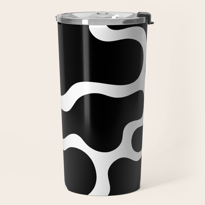 Abstract black and white organic shape pattern Travel Mug Gallery Image 2