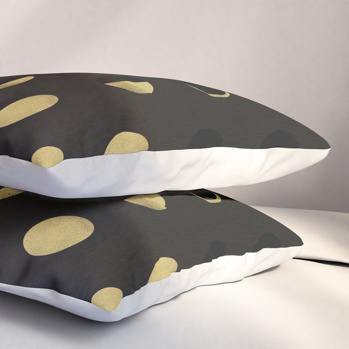 The Lunar Cycle â¢ Phases of the Moon - Black & Gold Palette Pillow Sham Gallery Image 3