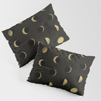 The Lunar Cycle â¢ Phases of the Moon - Black & Gold Palette Pillow Sham Gallery Image 3
