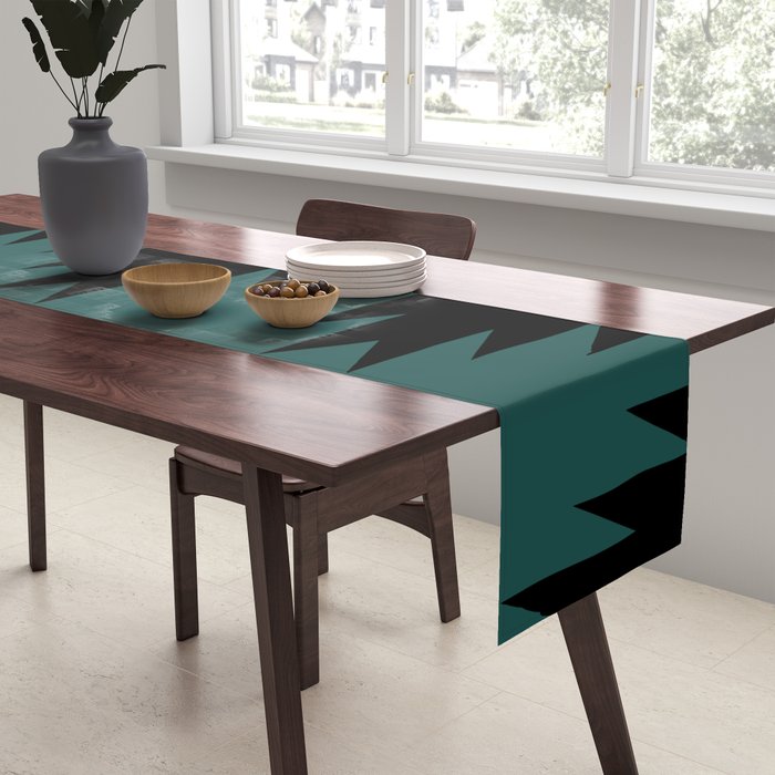 Geometric Southwestern Minimalism - Teal Green Table Runner Gallery Image 2