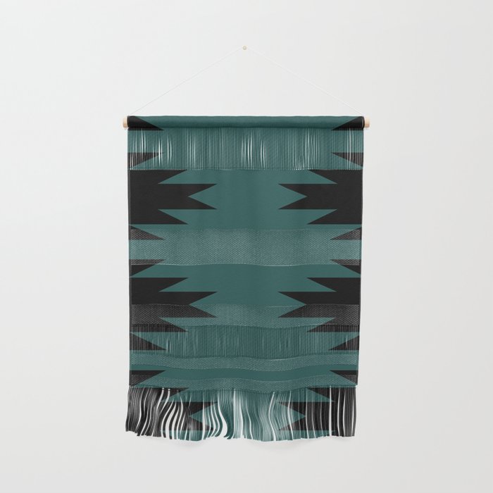 Geometric Southwestern Minimalism - Teal Green Wall Hanging Gallery Image 1