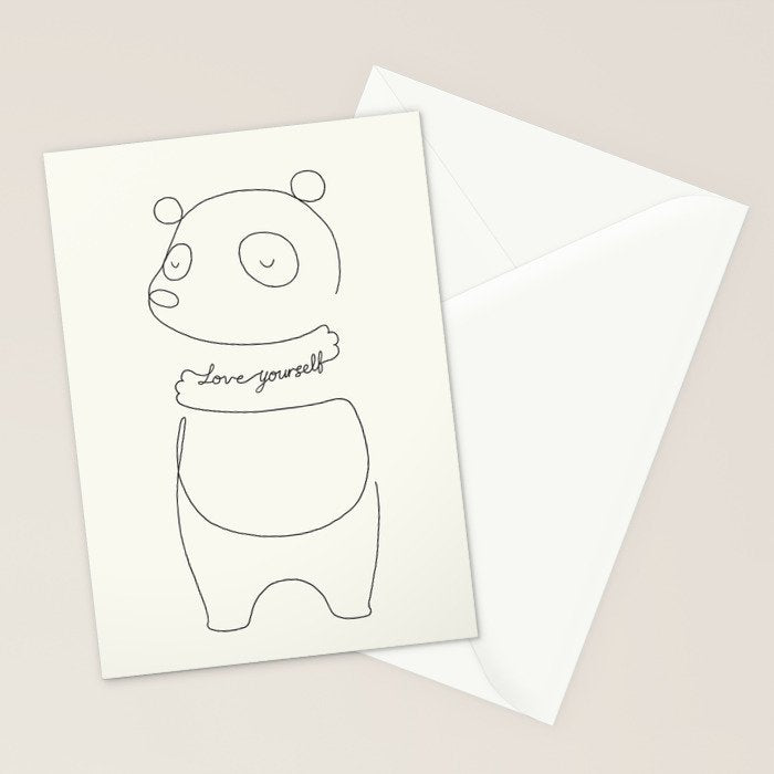 Love Yourself Panda Stationery Card Gallery Image 2