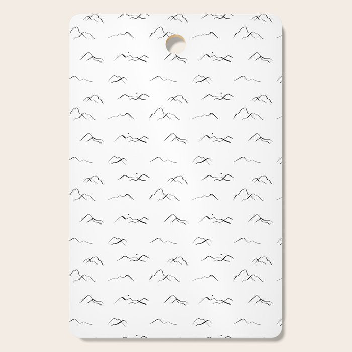 Black and white mountain landscape pattern Cutting Board Gallery Image 1