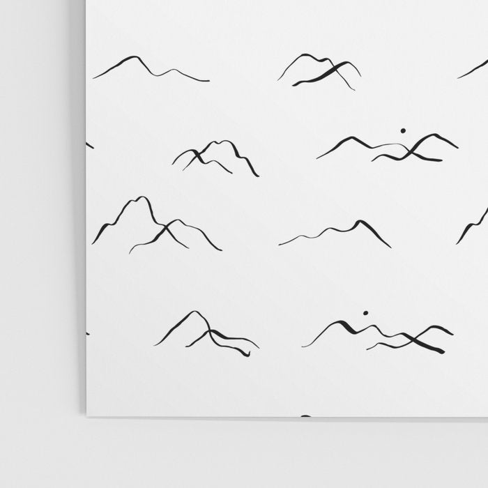 Black and white mountain landscape pattern Poster Gallery Image 3