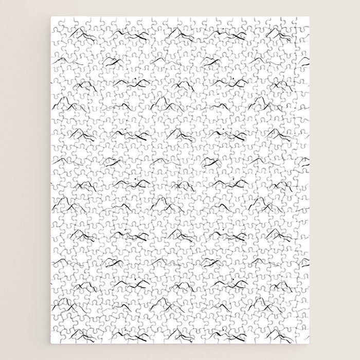 Black and white mountain landscape pattern Jigsaw Puzzle Gallery Image 1