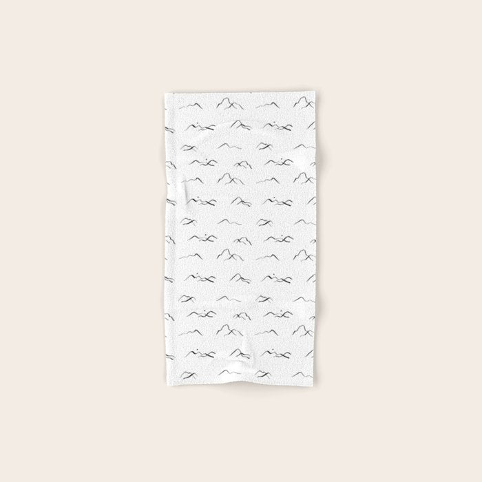 Black and white mountain landscape pattern Bath Towel Gallery Image 1