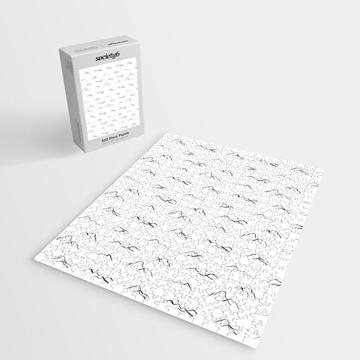 Black and white mountain landscape pattern Jigsaw Puzzle Gallery Image 2