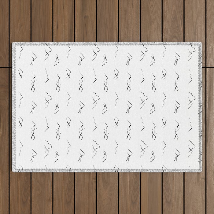 Black and white mountain landscape pattern Outdoor Rug Gallery Image 1