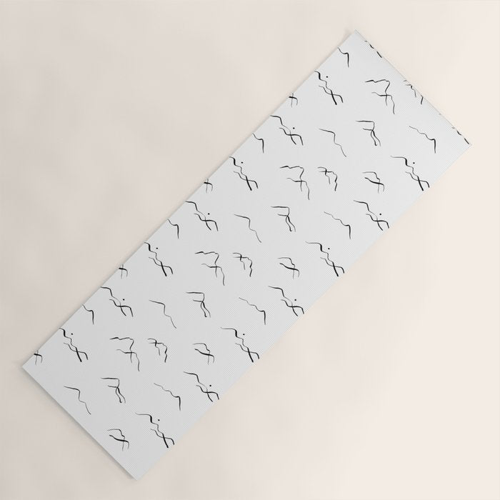 Black and white mountain landscape pattern Yoga Mat Gallery Image 1