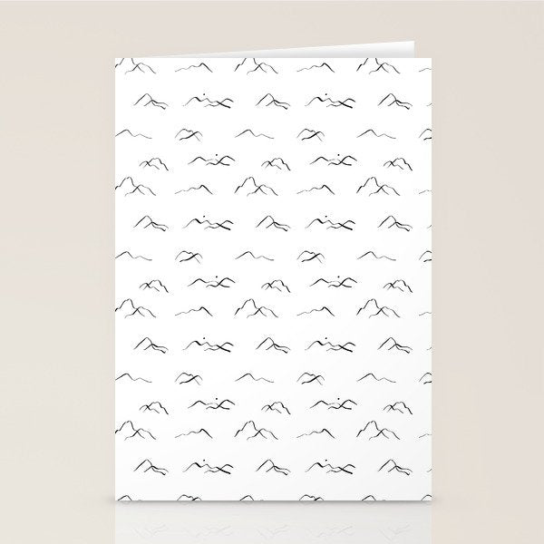 Black and white mountain landscape pattern Stationery Card Gallery Image 2